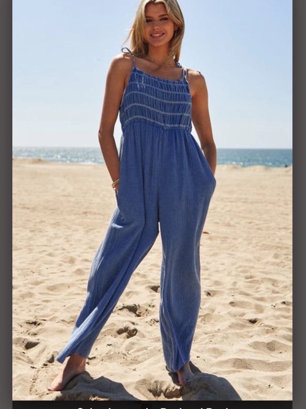 Cabo Deep Blue Smocked Jumper by Davi & Dani Medium NWT